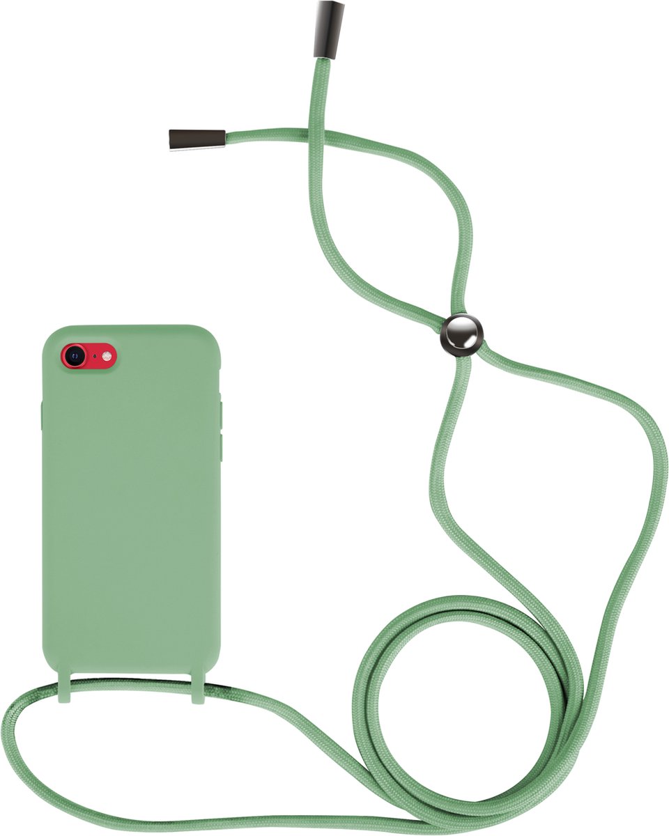 Iphone se 2020 - iphone 8 - iphone 7 Siliconen telefoonhoesje met koord - groen