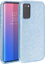 Casemania Hoesje Geschikt voor Samsung Galaxy A03 Blauw - Glitter Back Cover