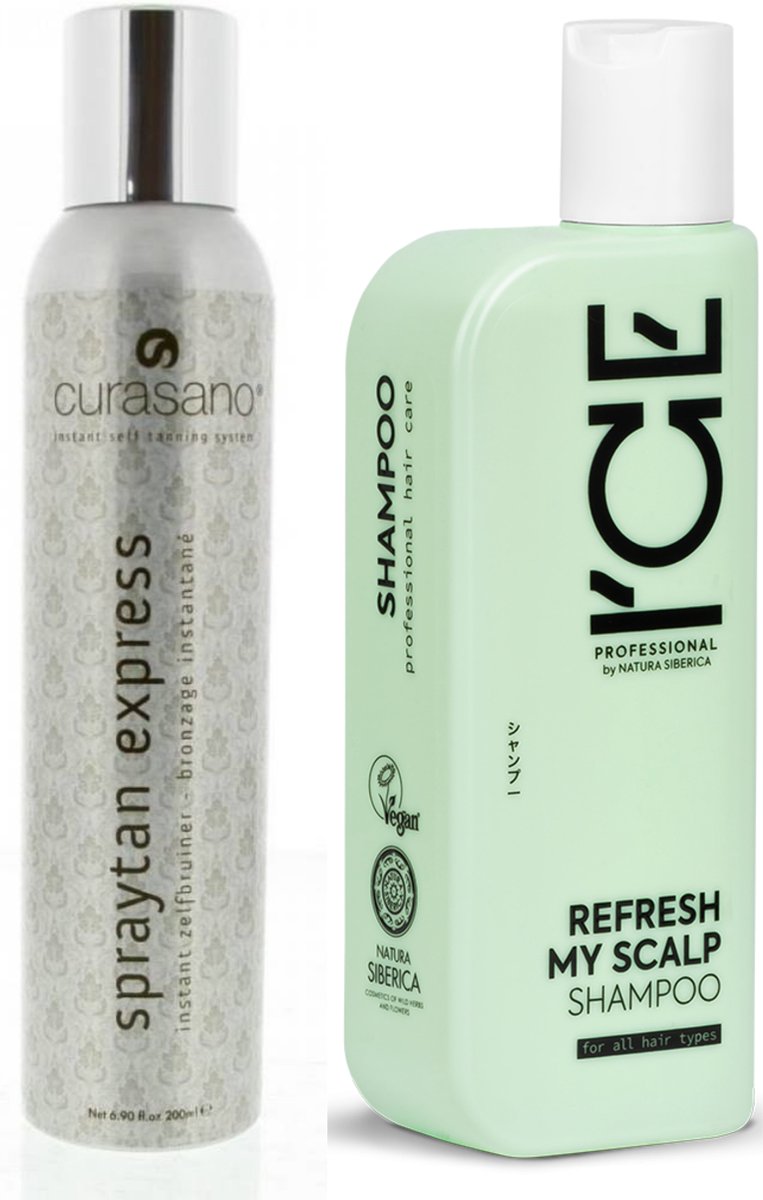 CURASANO Spraytan, Tanning Spray, 200ml + Vegan / Bio Refresh My Scalp Shampoo