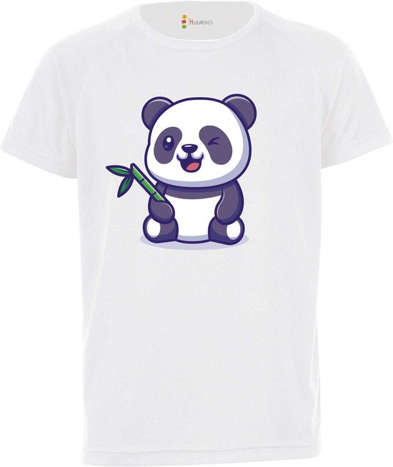 Kinder sportshirt / Panda 2 / Sportshirt wit / S