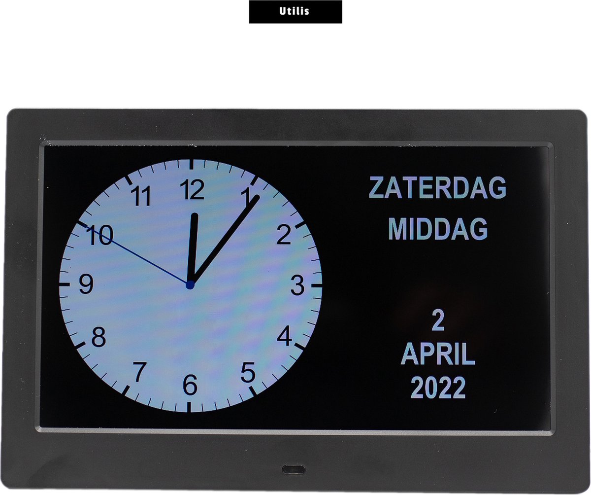 Utilis luxe digitale klok met weerbericht 10 inch/ dag tijd datum aanduiding/  zwart/... | bol.com