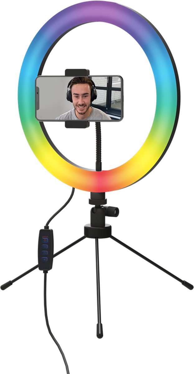Selfie ringlight - Multicolor - 26 cm - Instelbaar - TikTok - Led ringlamp - Hoge kwaliteit
