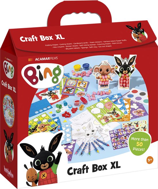 Bing XL Knutselkoffer, knutselpakket junior creatief speelgoed voor jongens en meisjes knutselen Bambolino Toys cadeautip kleuter cadeau geven
