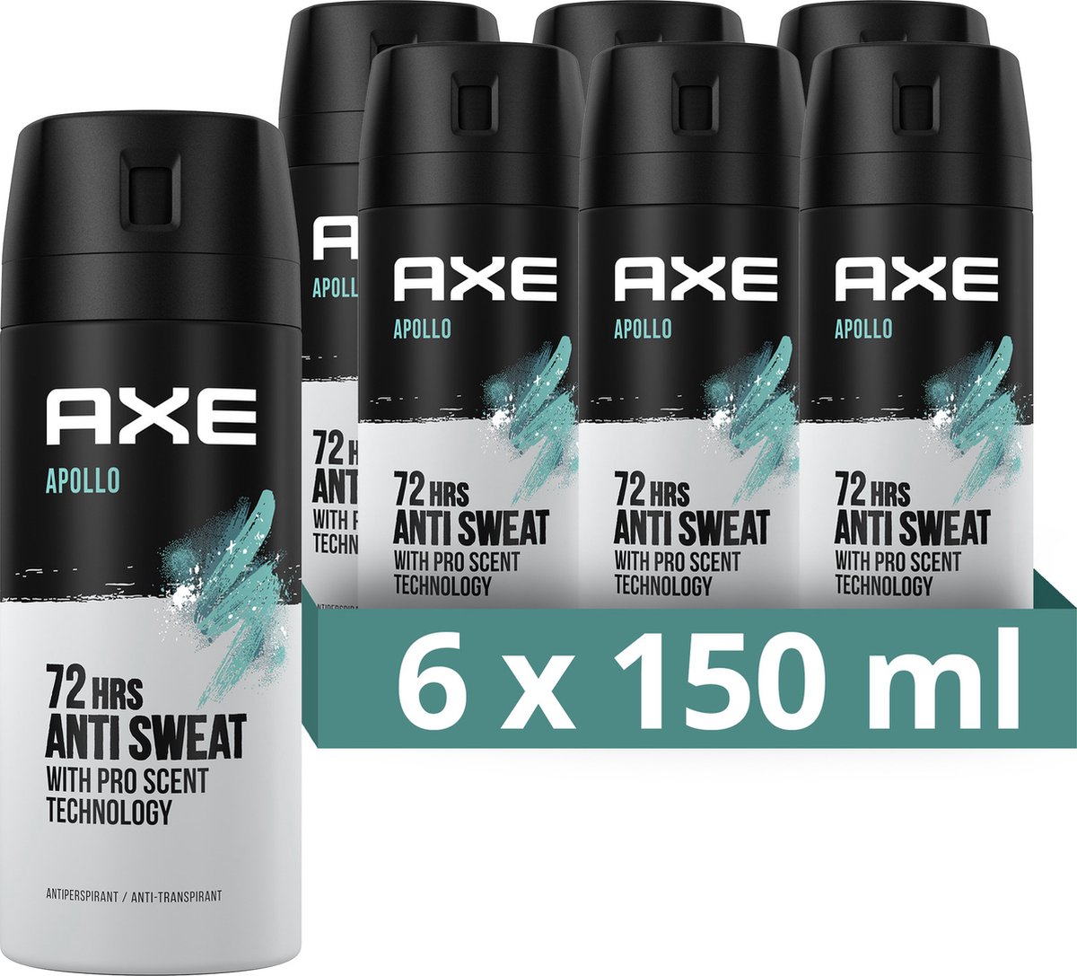 Axe Apollo Anti-transpirant Spray - 6 x 150 ml - Voordeelverpakking - Axe