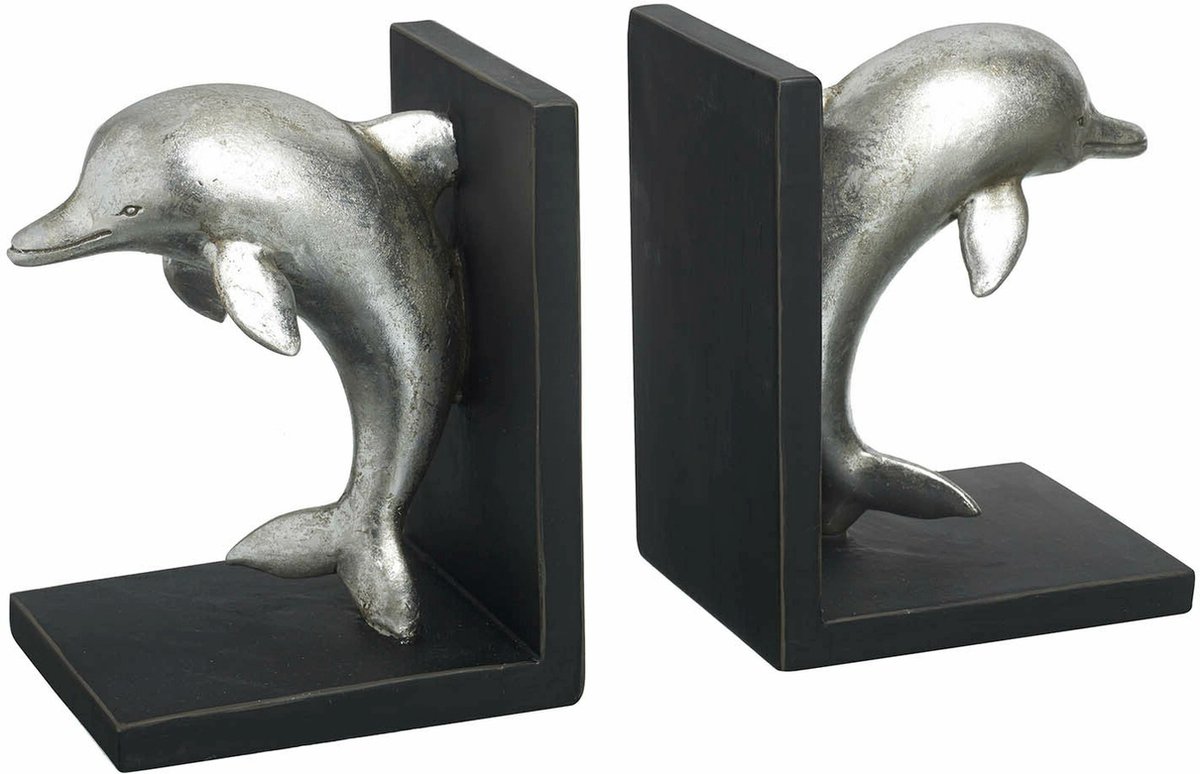 Boekensteun Dolfijn Zilver - 14,5 x 11,5 x 10,5 cm.
