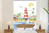 Behang babykamer - Fotobehang Strand - Dieren - Kinderen - Vuurtoren - Jongens - Breedte 160 cm x hoogte 240 cm - Kinderbehang