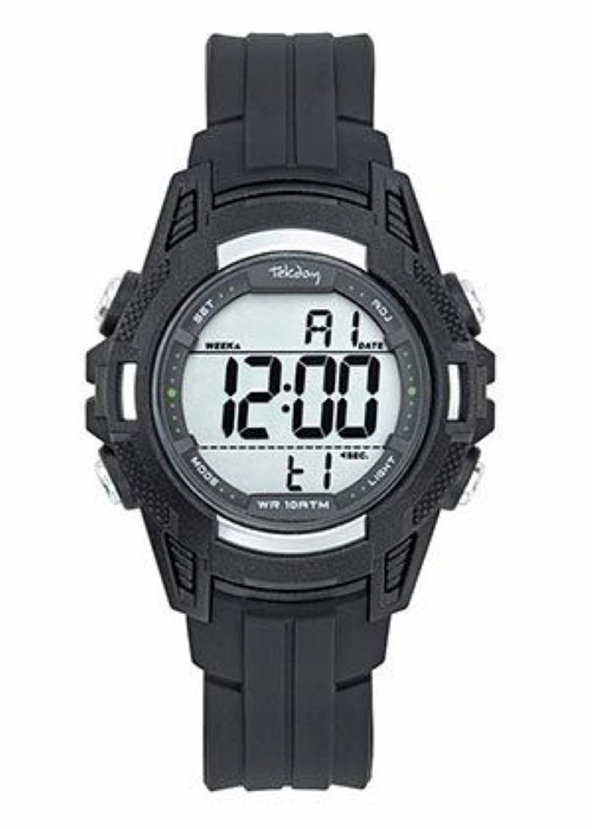 Tekday-Digitaal horloge-Zwart Silicone band-waterdicht-sporten/zwemmen-38MM-Sportief