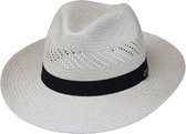 Handgemaakte Panama hoed kleur naturel met zwarte band maat L 58 59 centimeter