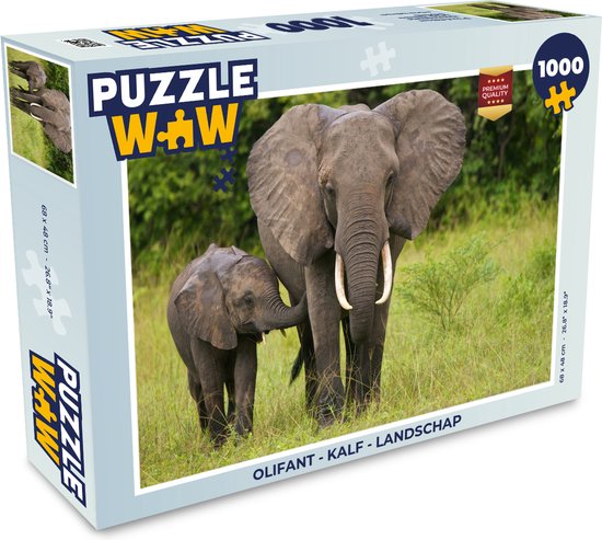 Puzzle Éléphant - Veau - Paysage - Puzzle - Puzzle 1000 pièces adultes