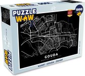 Puzzel Kaart - Gouda - Zwart - Legpuzzel - Puzzel 1000 stukjes volwassenen