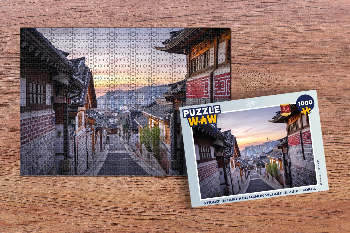 Puzzel Straat in Bukchon Hanok Village in Zuid - Korea - Legpuzzel - Puzzel 1000 stukjes volwassenen
