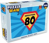 Puzzel Jubileum - 80 jaar - Feest - Legpuzzel - Puzzel 1000 stukjes volwassenen