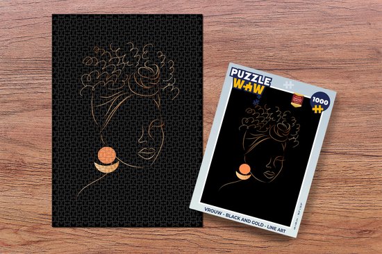 Puzzle Femme - Noir et or - Line au trait - Puzzle - Puzzle 1000 pièces adultes - Sinterklaas présente - Sinterklaas pour les grands enfants