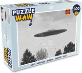 Puzzel Ufo - Vintage - Boom - Zwart - Wit - Legpuzzel - Puzzel 500 stukjes