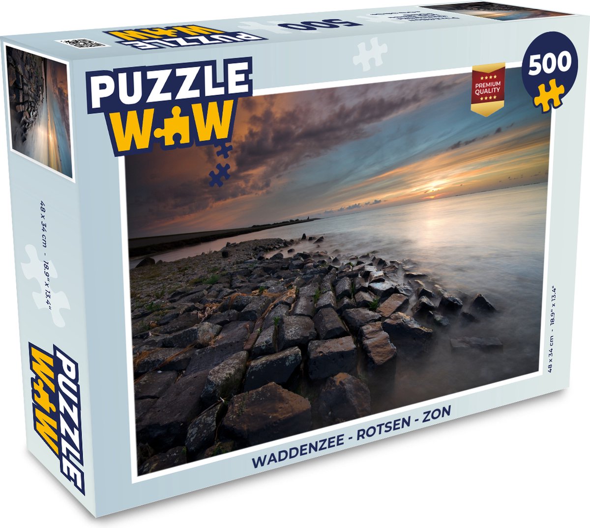 Puzzel Waddenzee - Rotsen - Zon - Legpuzzel - Puzzel 500 stukjes