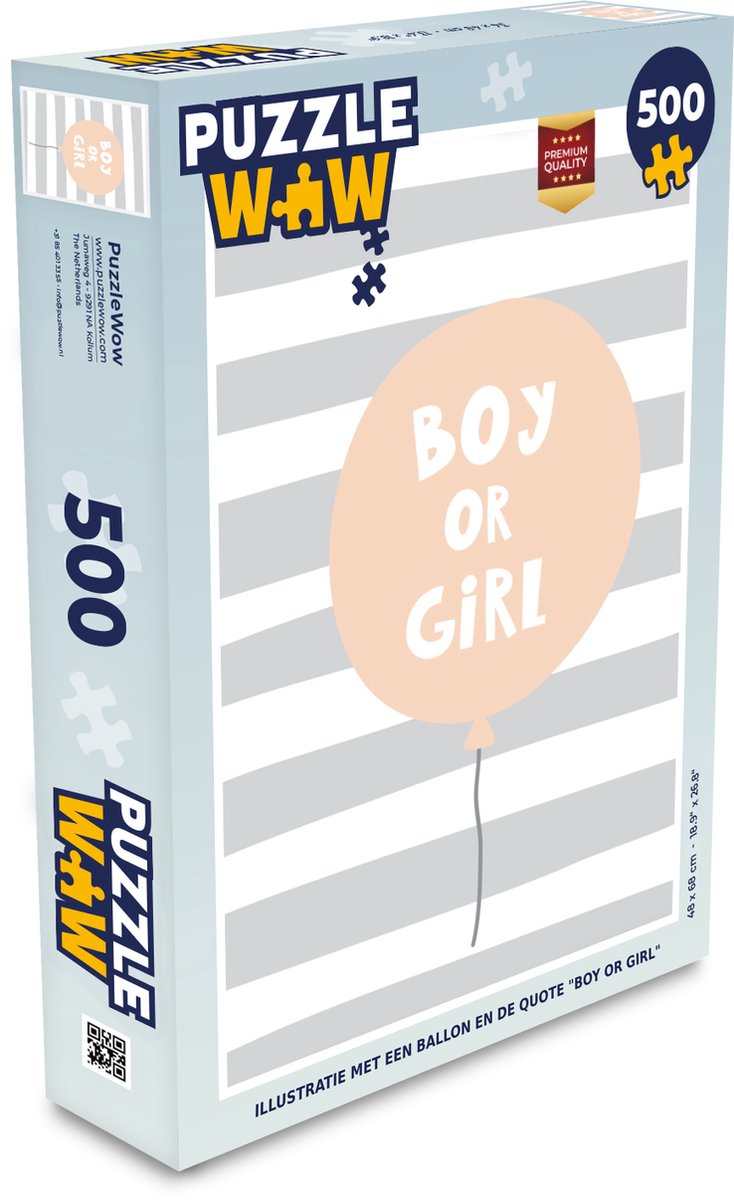 Puzzel Illustratie met een ballon en de quote "Boy or girl" - Legpuzzel - Puzzel 500 stukjes