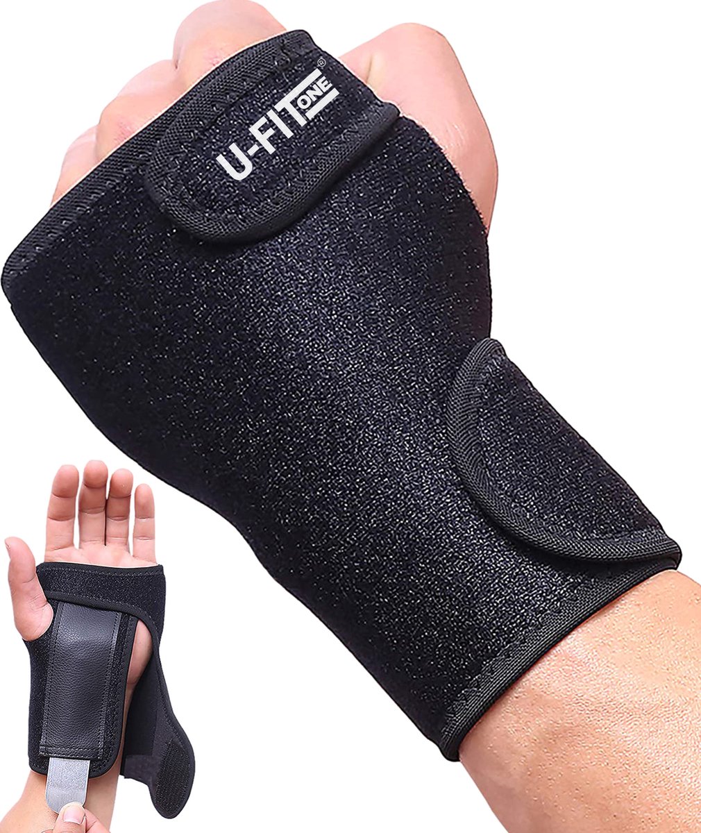 U Fit One 1 Stuk Links Polsbrace - Carpaal Tunnel Syndroom - Wrist wraps - Polsbandage - Wrist support - RSI - Pols Ondersteuning & Versteviging - Polssteun - Polsbeschermer - Fitness - Golf - ufitone