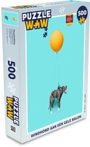 Puzzel Windhond aan een gele balon - Legpuzzel - Puzzel 500 stukjes