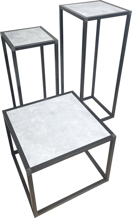 Zuil klein Beton - Pilaar - Kolom - Sokkel - Plantenstandaard - Steel-Line - Industrieel - Handgemaakt - Nederlands product - Beton met Staal look - 30x30x75
