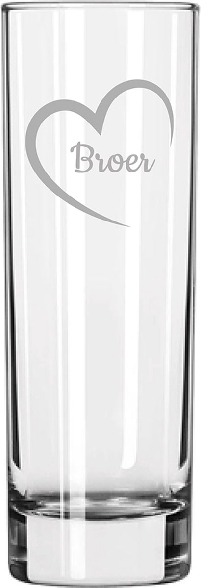Gegraveerde longdrinkglas 22cl Broer mei hert