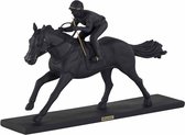 Happy House - Statue Paarden - Statue jockey sur cheval de course - Couleur : noir/or - Dimensions : 29,7 x 6,5 x 18 cm