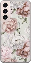 Hoesje geschikt voor Samsung Galaxy S22+ - Klassieke bloemen - Soft Case - TPU - Bloemen - Beige - Mooie Telefoonhoesjes