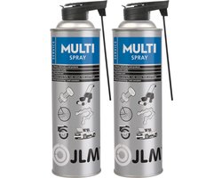 JLM Multi Spray - Kruipolie - Multifunctioneel Smeermiddel - Ontvetter - Voor losmaken van vastzittende onderdelen - Anti-corrosie - Vochtverdrijvend - 2x 400 ml
