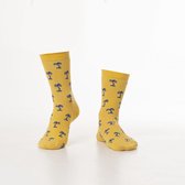 Sockston Socks - 2 paren Yellow Palm Socks - cadeau - moederdag- vaderdag- Grappige Sokken - Vrolijke Sokken