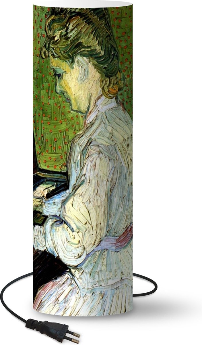 Lamp - Nachtlampje - Tafellamp slaapkamer - Marguerite Gachet op de piano - Vincent van Gogh - 60 cm hoog - Ø19.1 cm - Inclusief LED lamp