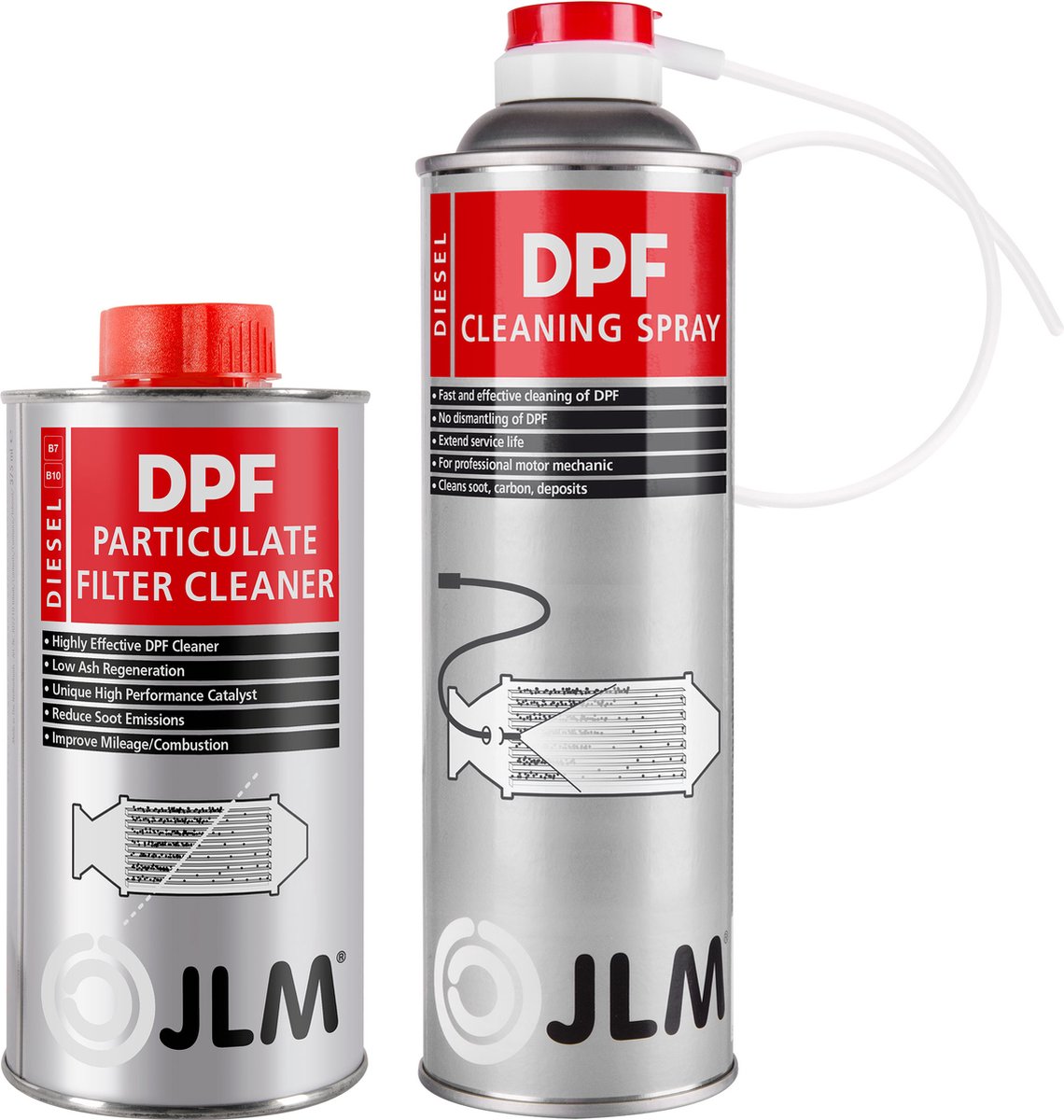 JLM Diesel Roetfilter Reinigingspakket - Roetfilter reiniger en DPF spuitbus - Verbetert regeneratie en vermindert brandstofverbruik - Verwijdert roet en koolstof - 375ml + 300ml