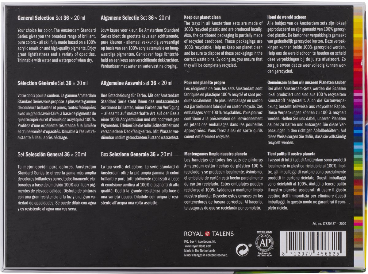 Amsterdam Standard Series acrylverf algemene selectie set | 36 × 20 ml — afbeelding 2