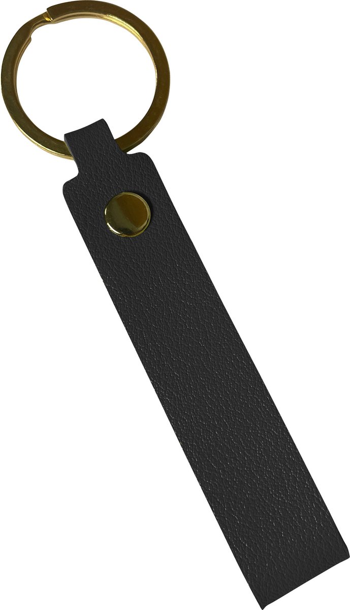 Sleutelhanger Leer met Sleutelring Sleutelhanger Auto Sleutelhanger Leer Dun - Zwart