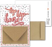 Geldkaart met mini Envelopje -> Felicitaties - No: 7-2 (Hiep Hiep Hoera - Grijs/Roze Hageltjes) - LeuksteKaartjes.nl by xMar