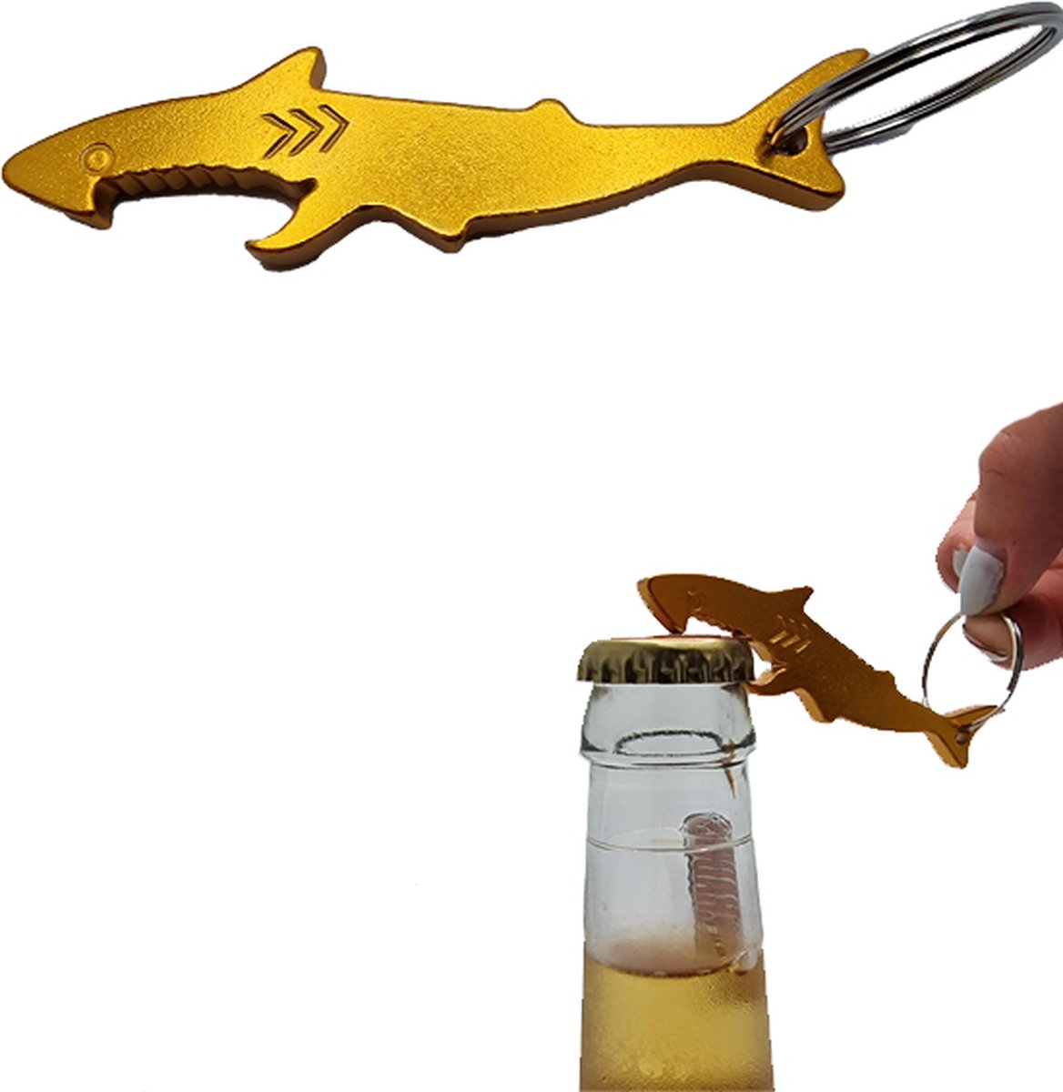 Flesopener Haai - Bieropener - Sleutelhanger - Goud - oDaani