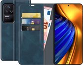 Xiaomi Poco F4 Bookcase hoesje - Just in Case - Effen Blauw - Kunstleer