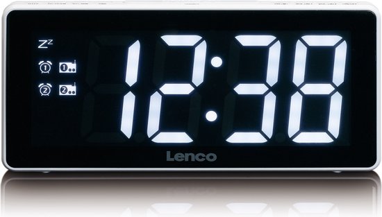 Lenco CR-30WH - Wekkerradio met groot 3” LED Display - Wit