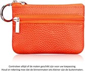 Oranje Leren Autosleutel etui met sleutelring - 10 x 7 cm - Echt Lederen autosleutel beschermhoes - Orange Car Key Wallet - Portemonnee