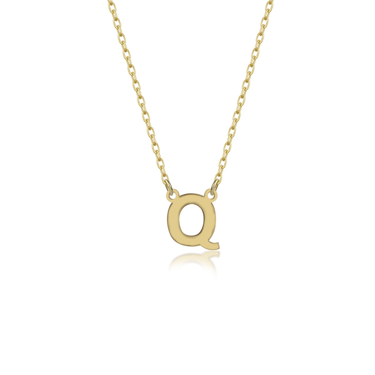 Letter Q Initial Gold Plated Ketting Zilver (925 sterling) Trendy Minimalistisch Combi Bedel Goudkleurig Dames Meisje | Cadeau Voor Vrouw