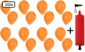 200x Ballons orange + pompe à ballons - Ballon carnaval festival fête party anniversaire pays hélium air thème