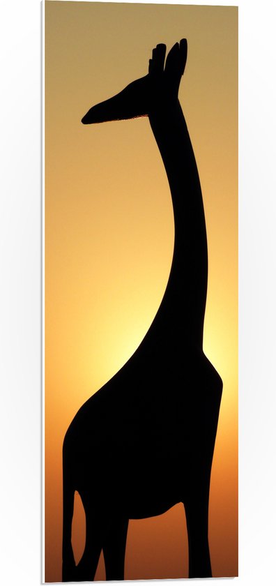 WallClassics - PVC Schuimplaat- Silhouette van Giraf voor Zonsondergang - 30x90 cm Foto op PVC Schuimplaat