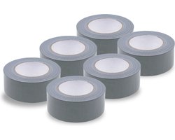 DULA Duct tape - Grijs - 50mm x 50m - 6 Rollen Ducktape - Zilver - Reparatie tape