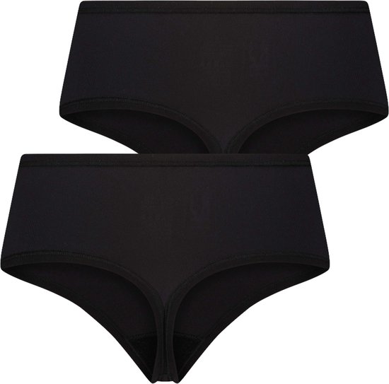 RJ Bodywear Pure Color dames extra comfort string (2-pack) - zwart - Maat: 4XL
