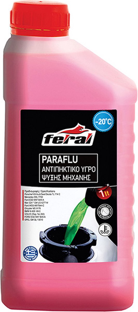 Feral | Antivries | Motorkoelvloeistof (-20℃ / + 105℃) | Anti Freeze | Engine Coolant | ROOD | 1 liter