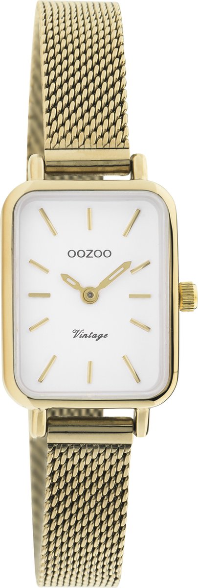 OOZOO Vintage series - goudkleurige horloge met goudkleurige metalen mesh armband - C20268