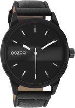 OOZOO Timpieces - Zwart/donker grijze horloge met zwarte leren band - C11004