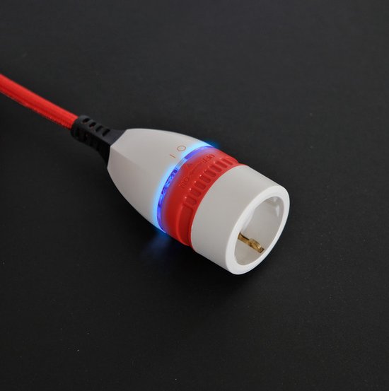 Rallonge Brennenstuhl 5m pour l'intérieur (câble textile 5m, pour usage intérieur, rallonge avec interrupteur rotatif marche/arrêt lumineux) rouge/blanc/noir