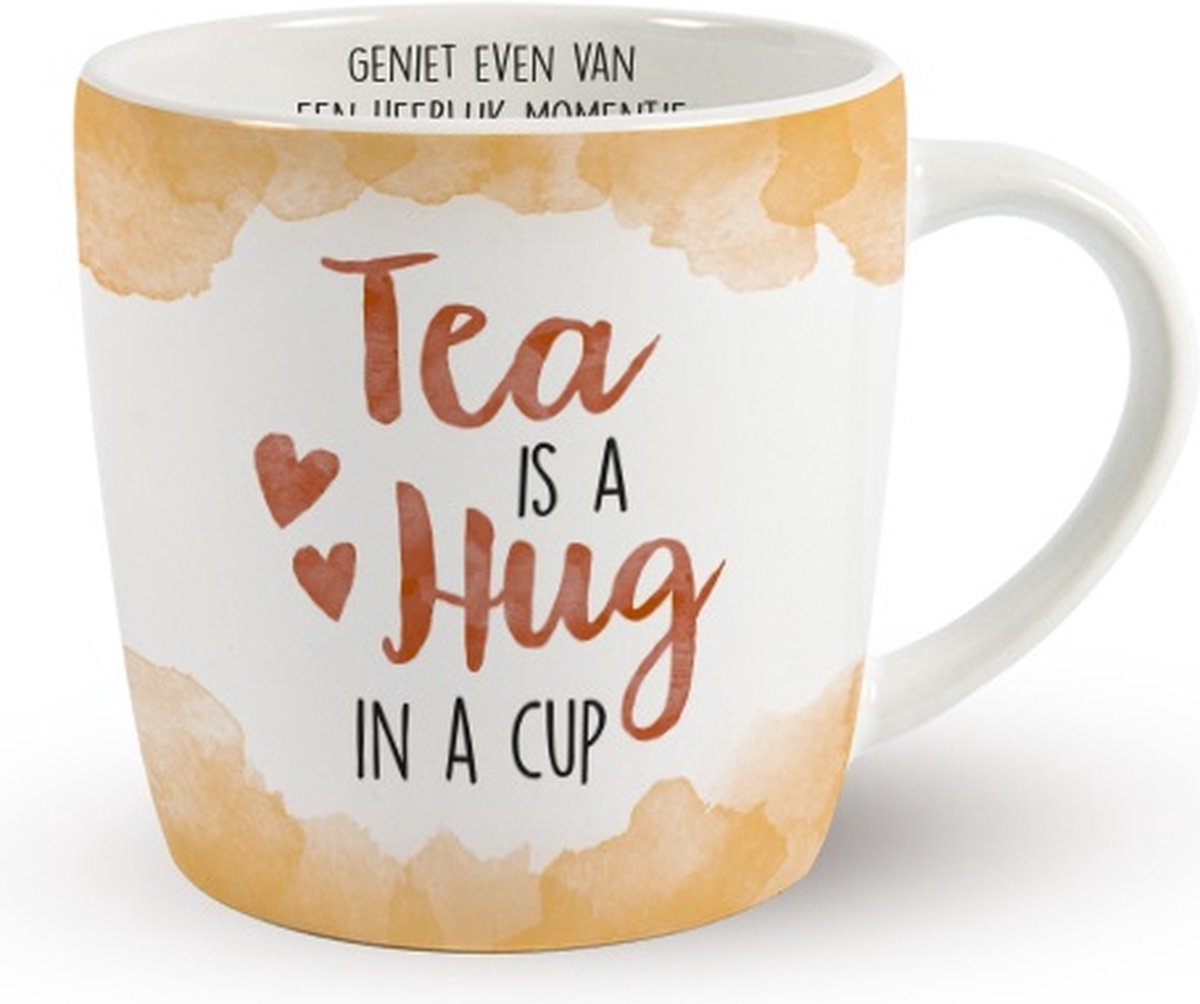 Enjoy Mok - Tea is a hug in a cup - Met een dropmix en een zijden lint: 