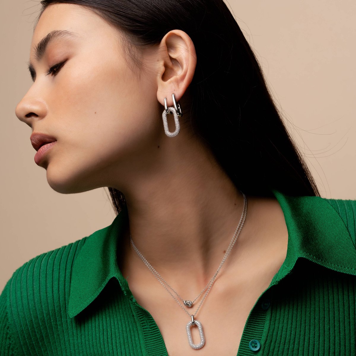 TI SENTO Dames Ketting - 925 zilver - Zilver - Maat 42 - 34001ST