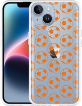 Geschikt voor Apple iPhone 14 Hoesje Orange Soccer Balls - Designed by Cazy