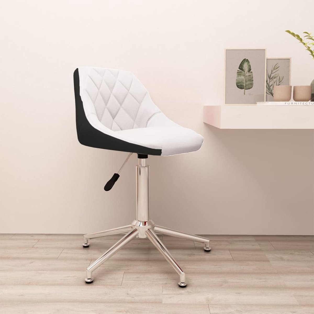 Prolenta Premium - Kantoorstoel draaibaar kunstleer wit en zwart